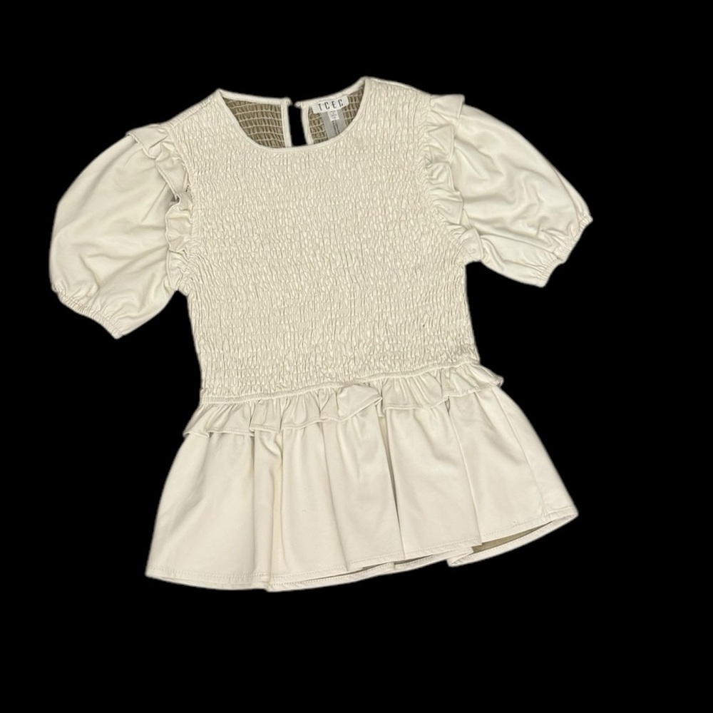 TCEC Vegan Smocked Peplum Blouse(NWT)